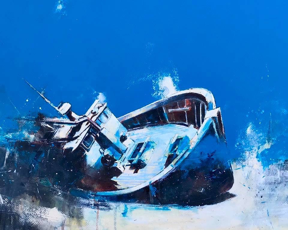 A boat beneath a sunny blue sky €500
